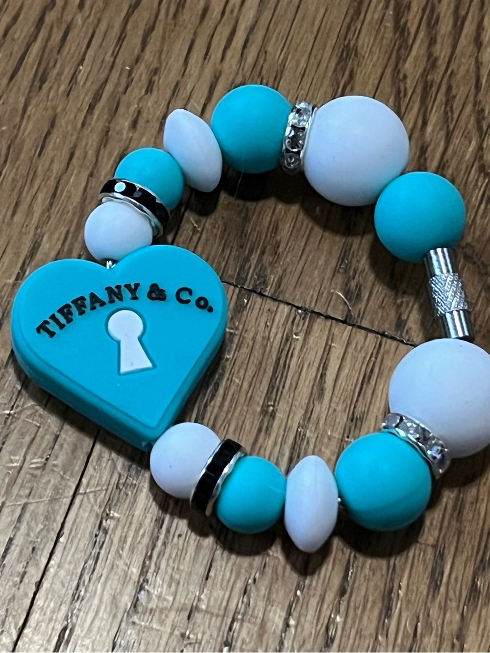 Handmade Tiffany & Co. Teal Keyhole Beaded Tumbler Stanley cup charm Bracelet